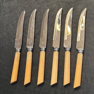 Sheffield England Stainless Steel Bakelite Steak Knives (set of 6)